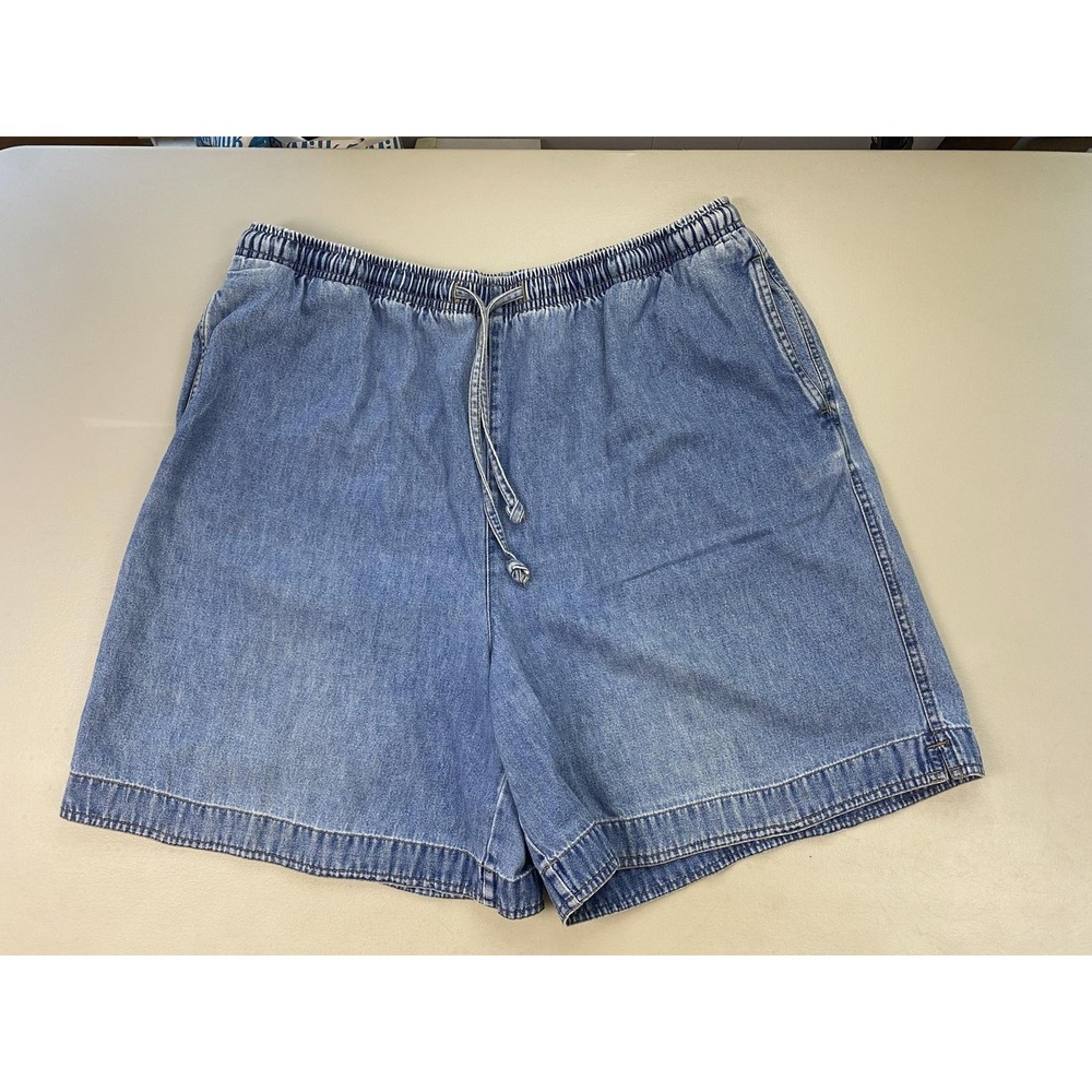 Vtg 90s Classic Elements Shorts Womens XL Blue Denim High Rise Pull On Baggy